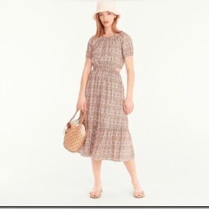 J. Crew Side and Back Cutout Liberty Fabric Cotton Midi Dress